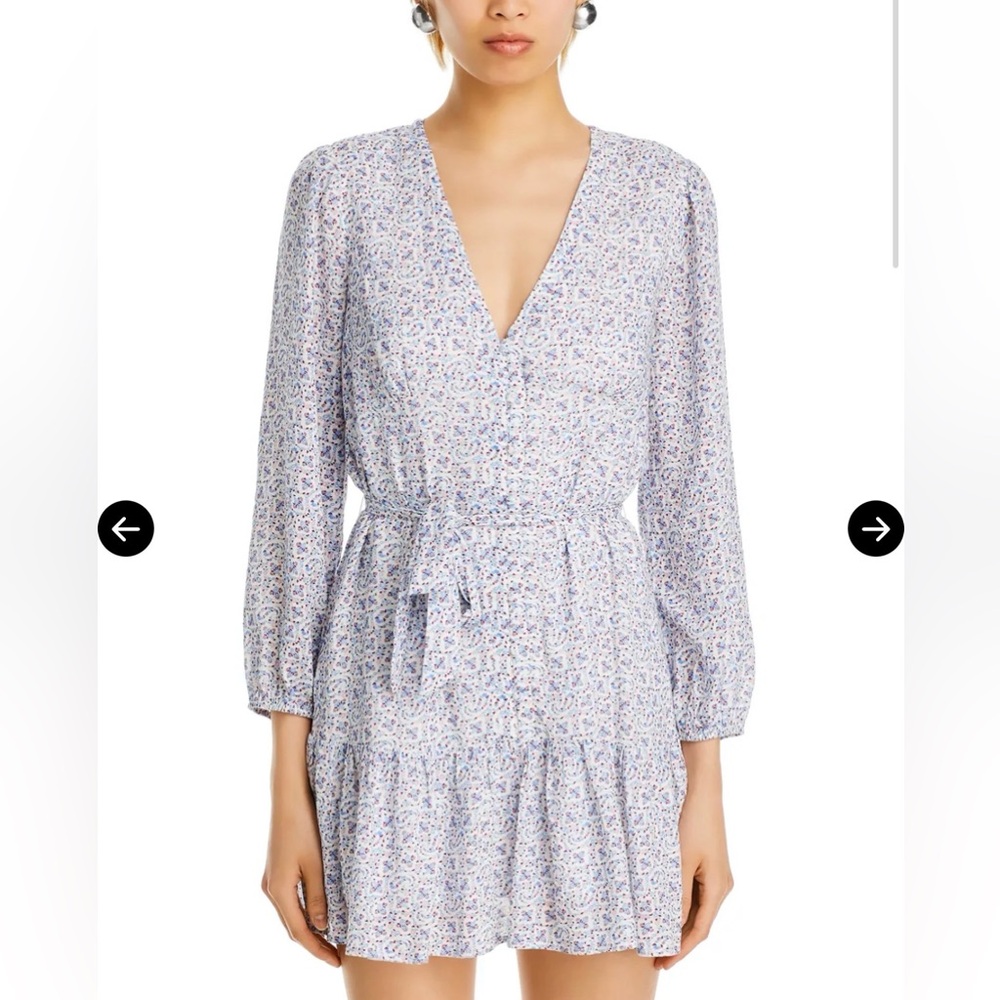 PAIGE Marlyn Paisley Long Sleeve Ruffle Hem Minidress